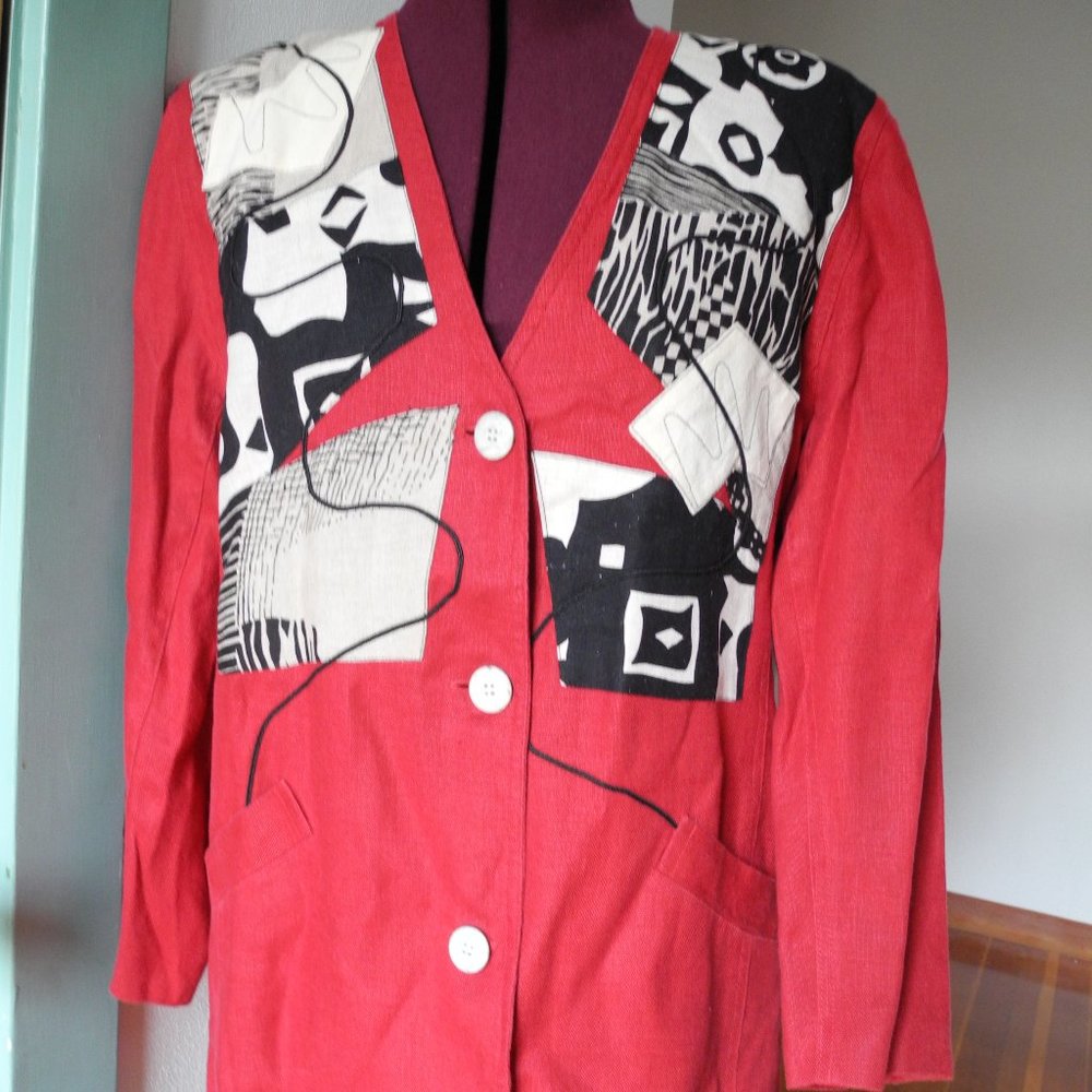 Rad 80s Geometrical Patchwork Assymetrical Blazer